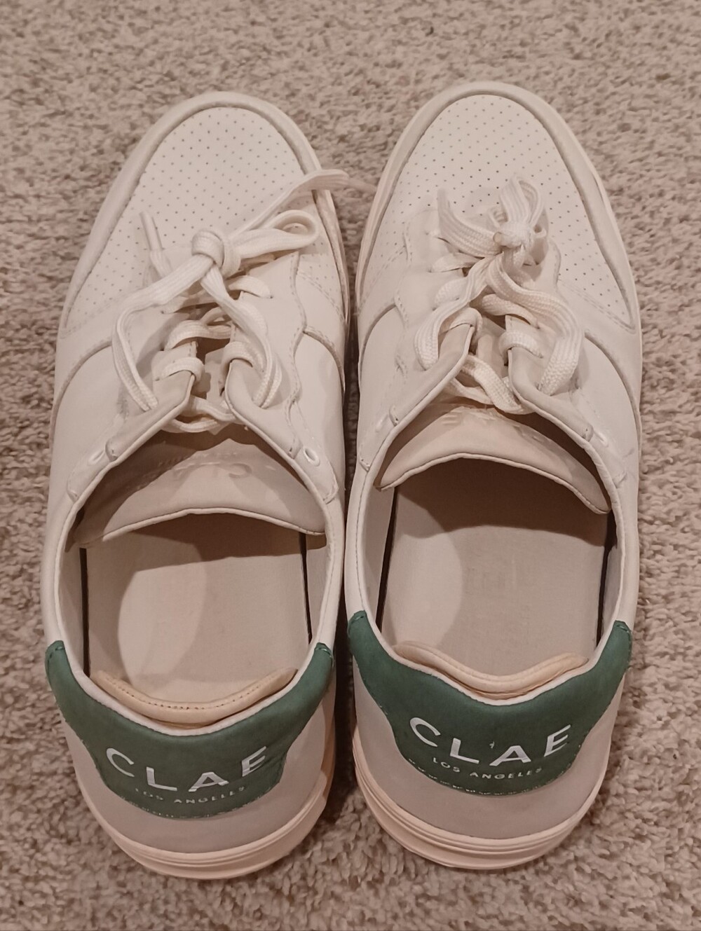 CLAE Malone "Apple" Vegan Sneakers in the off-white and dark green. Size 8 - Picture 7 of 9